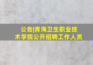 公告|青海卫生职业技术学院公开招聘工作人员